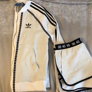 Adidas topshop leather SET jacket and shorts
